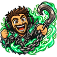 Rolcage emote with a hook and green armour