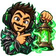 Rolcage emote holding a green lantern